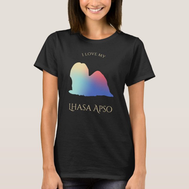 Colorful Lhasa Apso Silhouette T-Shirt (Front)