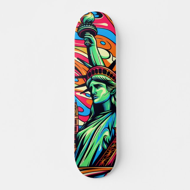 Colorful Liberty Lady skateboard (Front)