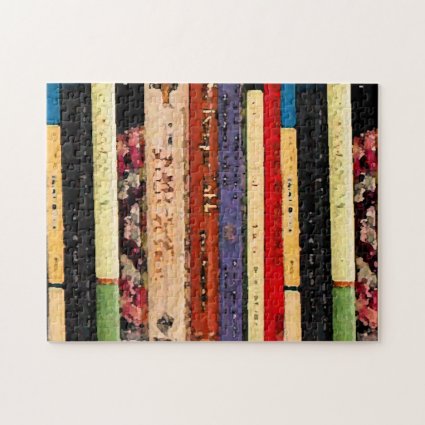 Colorful Library Books Abstract Jigsaw Puzzle