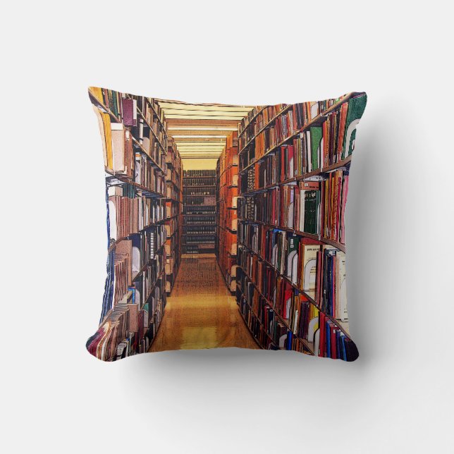 Colorful Library Books Throw Pillow (Front)