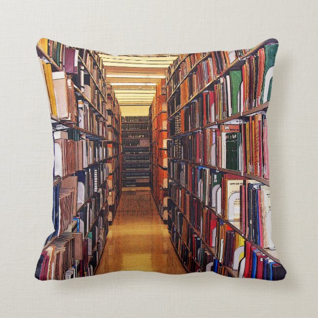 Colorful Library Books Throw Pillow