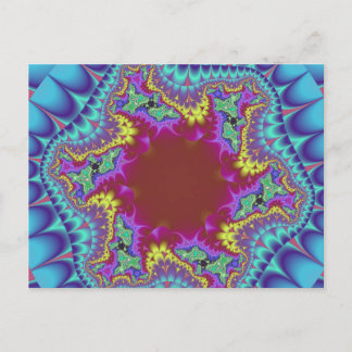 Colorful Light Blue, Pink and Burgundy Fractal Postcard