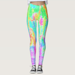 Colorful Light Colors Green Turquoise Pink Orange Leggings