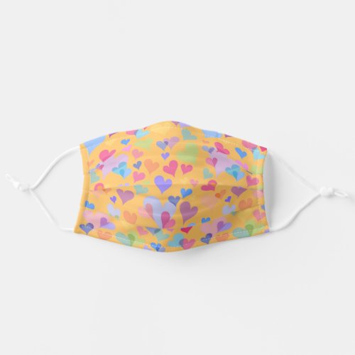Colorful Light Heart Pattern _ Cute Cheerful Girly Adult Cloth Face Mask