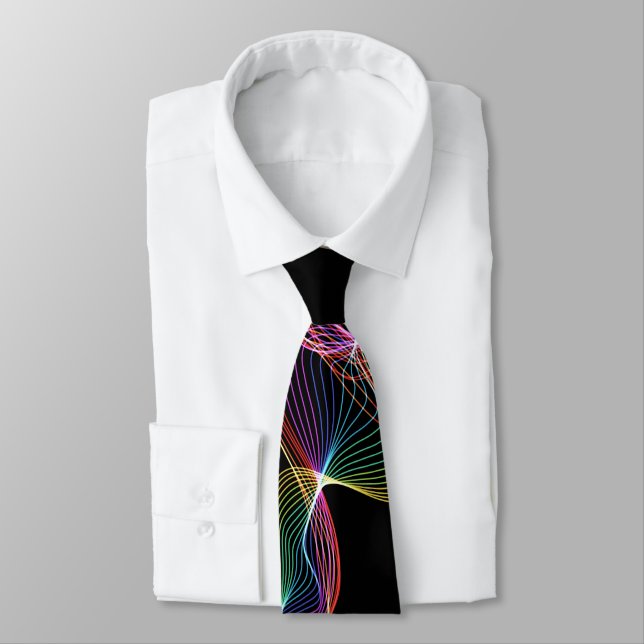 Colorful Light Matrix Black Neck Tie (Tied)
