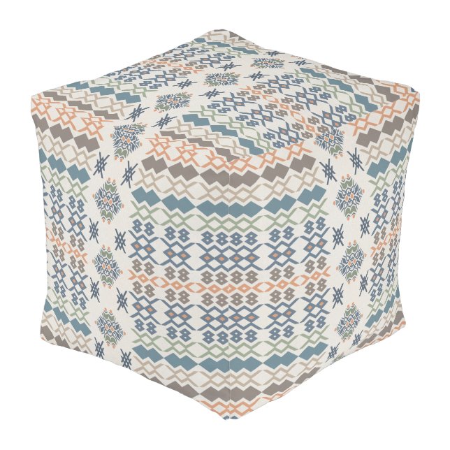 Colorful Light Tribal Abstract Throw Pillow (Angled Back)