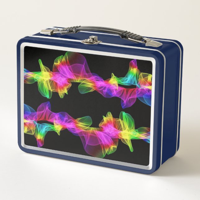 Colorful Light Waves Metal Lunch Box (Front)