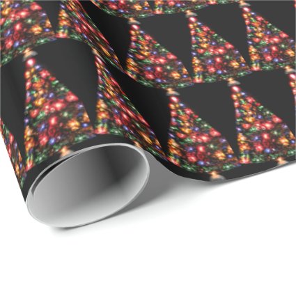 Colorful Lighted Christmas Tree Pattern Wrapping Paper