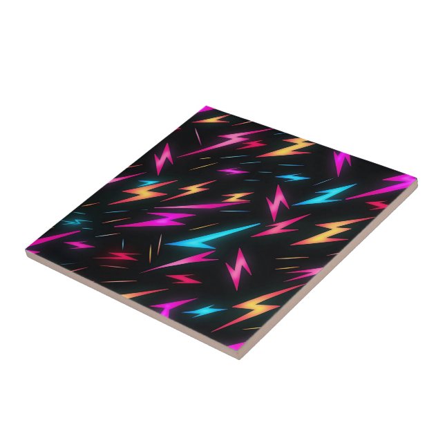 Colorful Lightning Bolt Pattern  Ceramic Tile (Side)