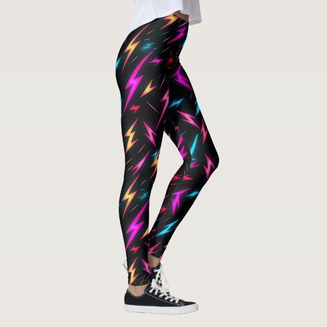 Colorful Lightning Bolt Pattern  Leggings (Right)