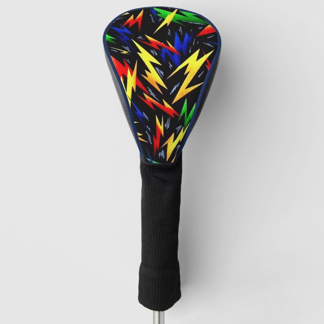 Colorful Lightning Bolts Golf Head Cover (Front)