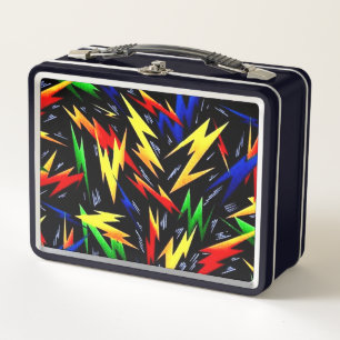 Colorful Lightning Bolts Metal Lunch Box