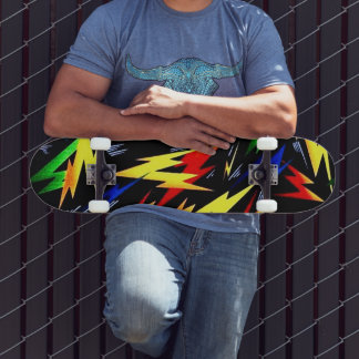 Colorful Lightning Bolts Skateboard