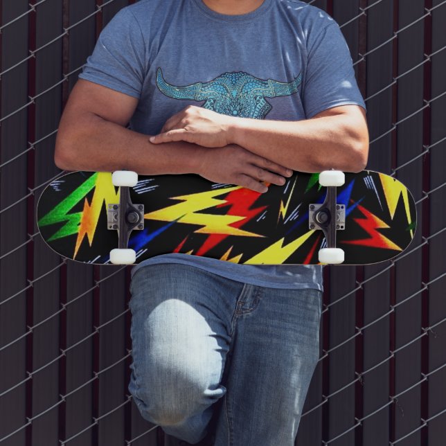 Colorful Lightning Bolts Skateboard (Outdoor 3)