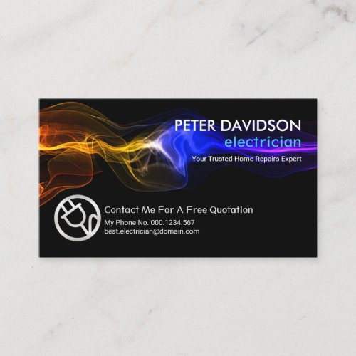 Colorful Lightning Strike Home Electrician Service Business Card