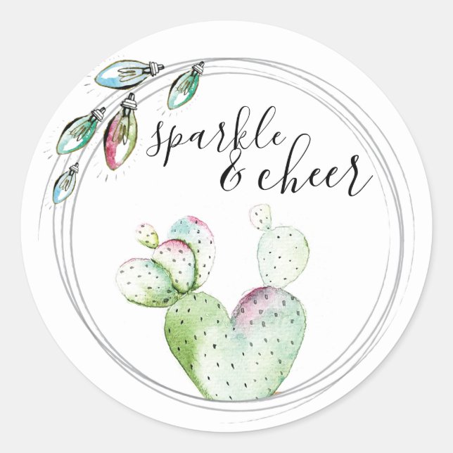 Colorful Lights and Cactus Envelope Seal (Front)