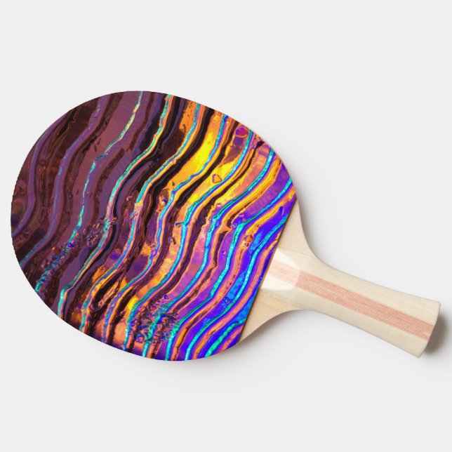 Colorful Lights Behind Wavy Glass Ping Pong Paddle (Side)