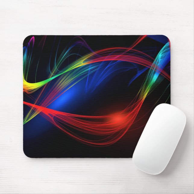 Colorful Lights Black Mouse Pad (With Mouse)