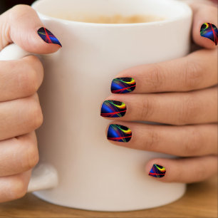 Colorful Lights Black Nail Art
