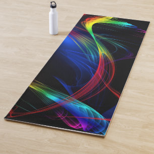 Colorful Lights Black Yoga Mat