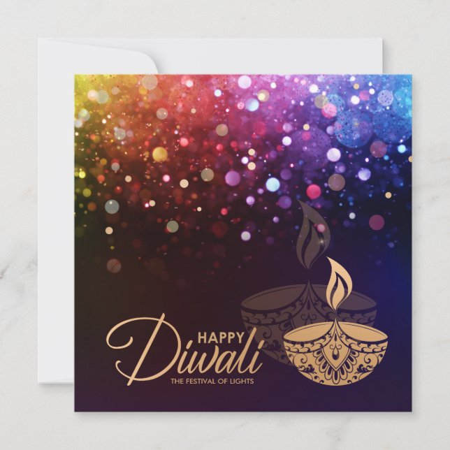 Colorful lights Happy Diwali  Card (Front)