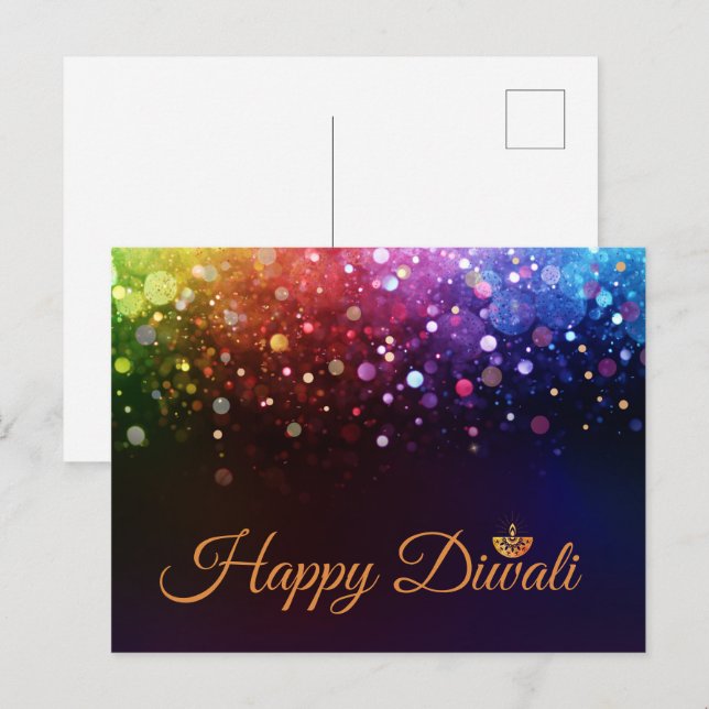 Colorful Lights Happy Diwali  Postcard (Front/Back)