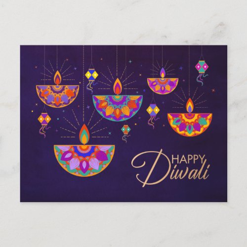 Colorful lights Happy Diwali Postcard