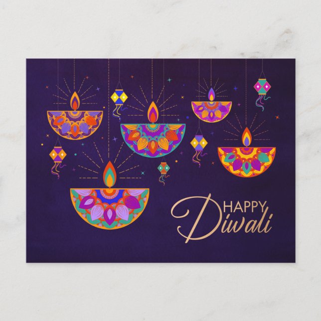 Colorful lights Happy Diwali Postcard (Front)