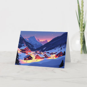 Colorful Lights in Mountain Village Card