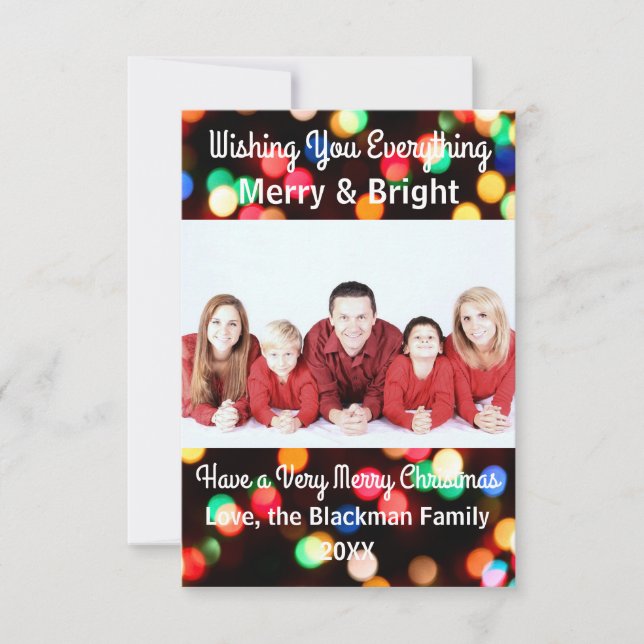 Colorful Lights Photo - 3x5 Christmas Card (Front)