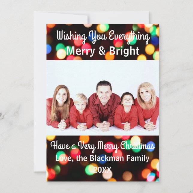 Colorful Lights Photo - Christmas Card (Front)