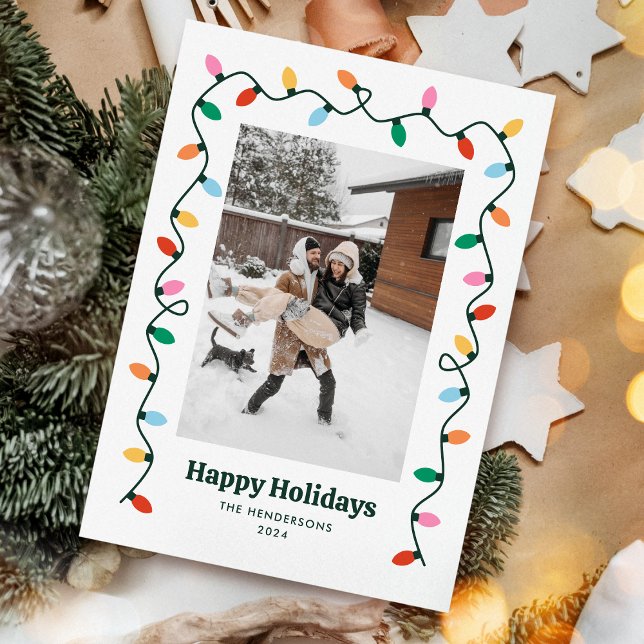 Colorful Lights Photo Holiday Card (Creator Uploaded)