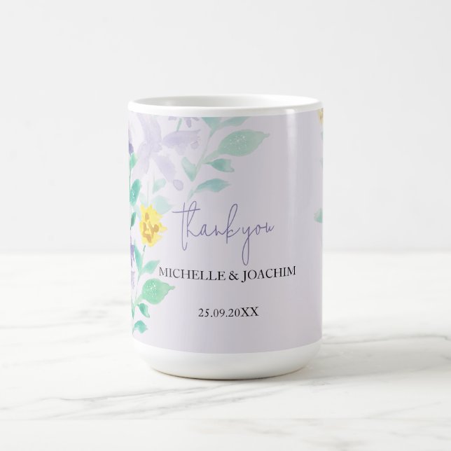 Colorful Lilac Boho Floral Watercolor Coffee Mug (Center)