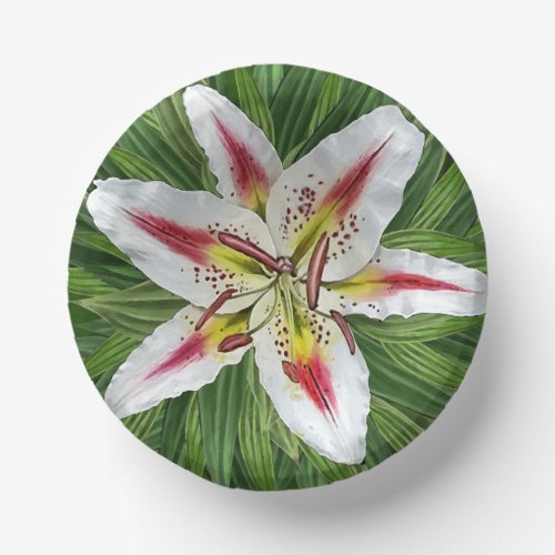 Colorful Lily Botanical Art Paper Plates Paper Bowls