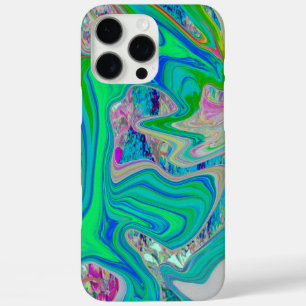 Colorful Lime Green Abstract Retro Liquid Art iPhone 16 Pro Max Case
