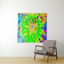 Colorful Lime Green and Yellow Blooming Dahlia