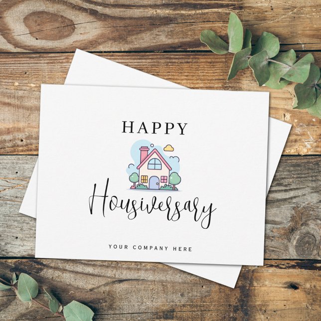 Colorful Line Art House Happy Housiversary Realty Postcard (Creator Uploaded)