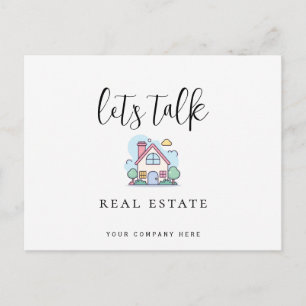 Colorful Line Art Let's Talk Real Estate Postcard