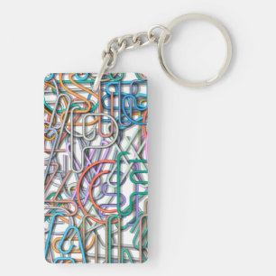 Colorful Line Art Letters Keychain