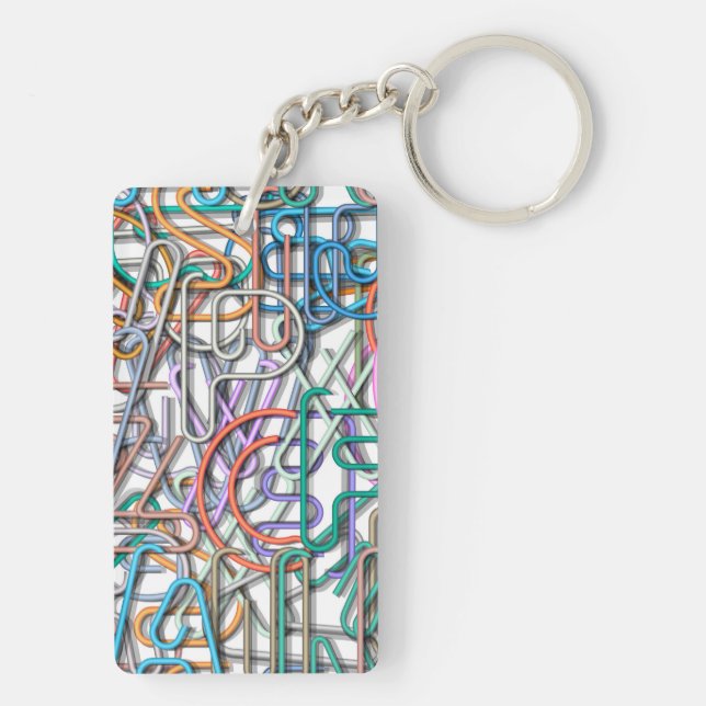 Colorful Line Art Letters Keychain (Back)