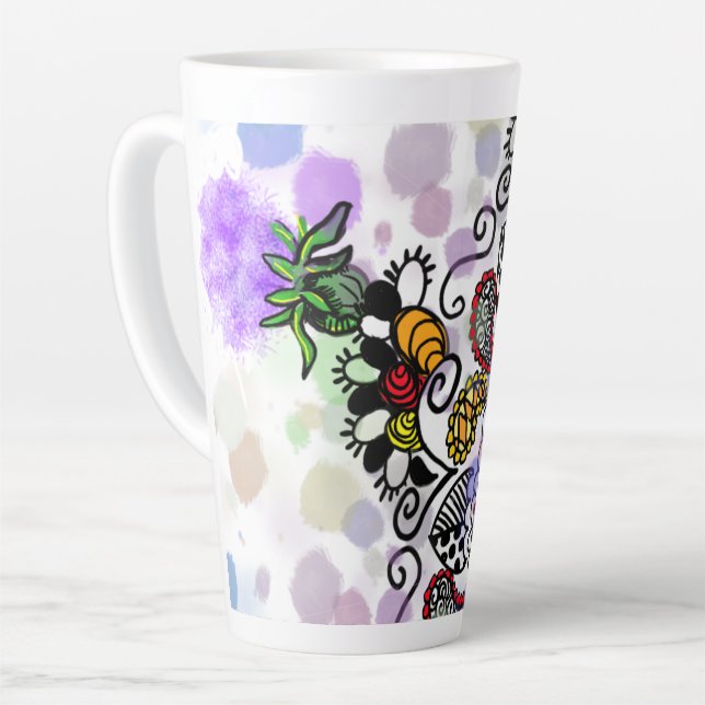 Colorful line design, latte mug (Left Angle)