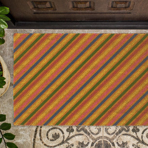 Colorful Line Pattern Fiber Doormat