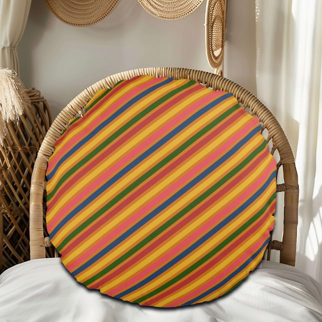 Colorful Line Pattern Round Pillow (Creator Uploaded)