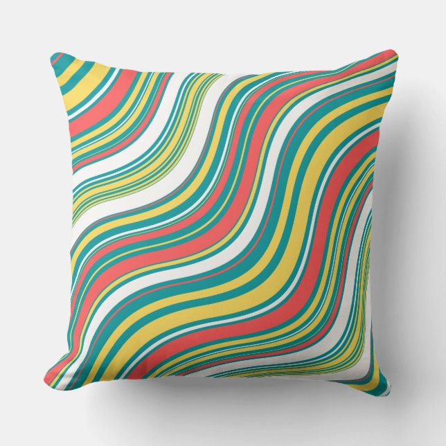 Colorful lines blue and red modern summer throw pillow (Front)