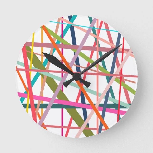 Colorful Lines  Round Clock (Front)