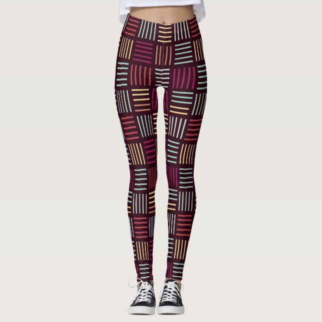 Colorful Lines Squared  Leggings (Front)