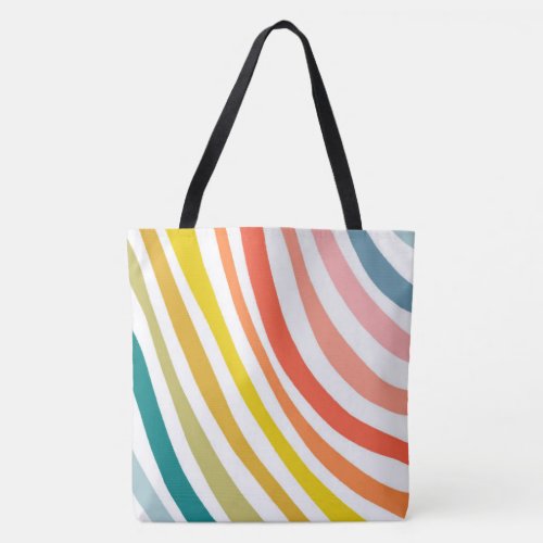 Colorful Lines Stripes Curves Rainbow Tote Bag