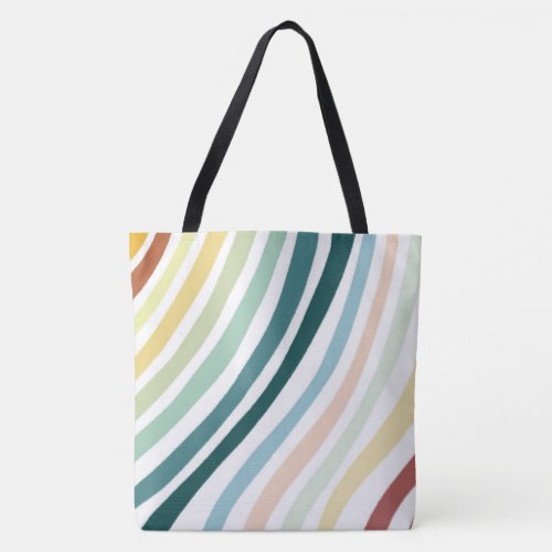 Colorful Lines Stripes Curves Rainbow Tote Bag