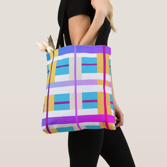 Colorful Lines Stripes Pattern Tote Bag (Close Up)