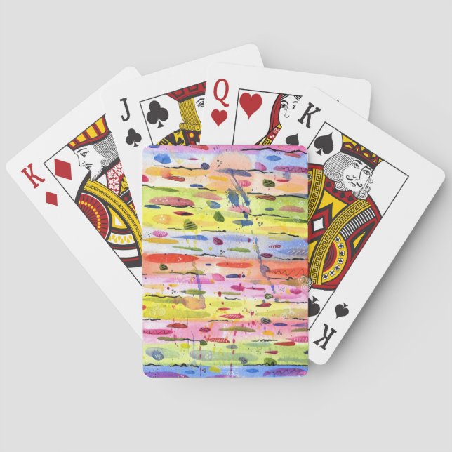 Colorful Lines Watercolor Abstract Poker Cards (Back)